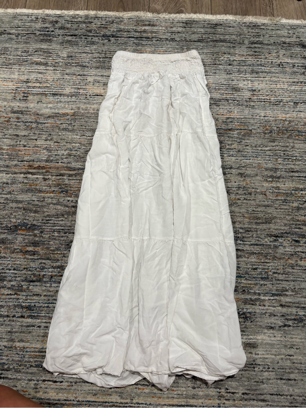 White Maxi Skirt with Smocked Waist